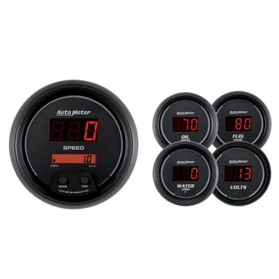 AutoMeter for Gauge Kit 5 Pc. 3-3/8in. & 2-1/16in. Elec Speedo Digital Black - Image 1 of 4