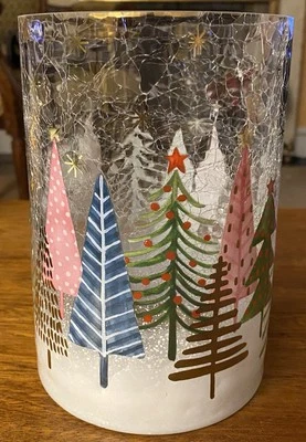 Yankee Candle Crackle Glass Coloridos Árboles de Navidad Tarro Soporte Nuevo Con Caja Foto 1 de 4