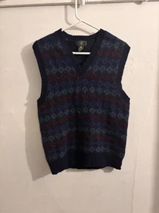 Vintage 90s-Y2K Club Room Woolmarked Pure Wool Argyle Sweater Vest Size M - Picture 1 of 10