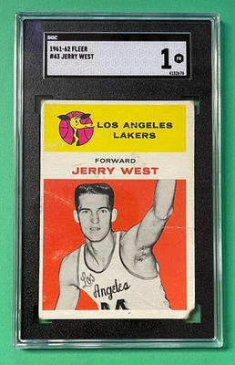 1961-62 FLEER JERRY WEST ROOKIE RC #43 SGC 1 POOR LAKERS - Image 1 of 2