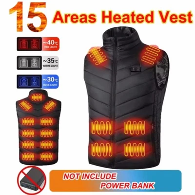 Chaleco térmico cuerpo cálido eléctrico USB chaqueta de carga hombres mujeres abrigo térmico térmico Foto 1 de 4