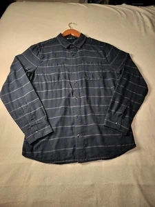 Travis Mathew Men's, Shirt Long Sleeve,  Flannel, Navy Blue Striped, Sz M. - Picture 1 of 9
