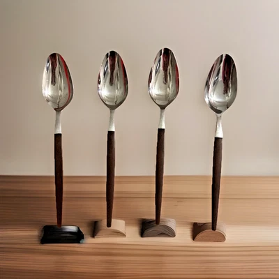 EKCO Eterna 独木舟 MUFFIN 套装 x4 汤勺 日本 MCM 复古收藏品 — 第 1/4 张图片