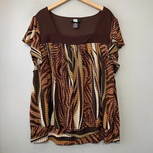 Studio 1940 Top Plus Size 26 28 Animal Print Stretch Knit Goblincore Boho Tiger - Picture 1 of 9