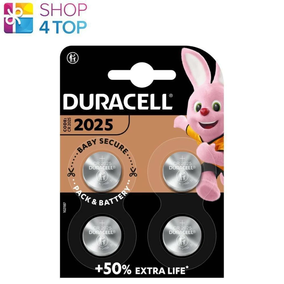 4 DURACELL CR2025 LITHIUM COIN BATTERIES 3V SCR2025 ECR2025 EXP 2033 4BL NEW - Image 1 of 1