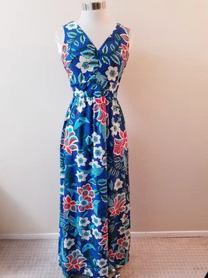 Vestido estampado hawaiano largo maxi vintage años 70 remolino años 70 Concepts Foto 1 de 4