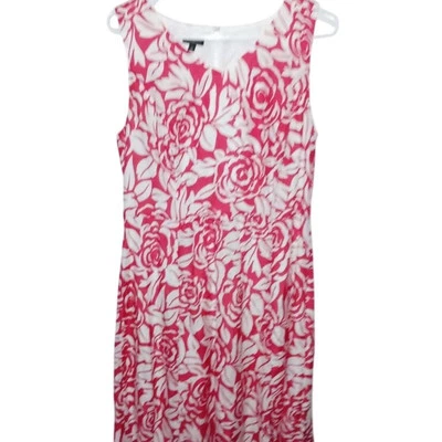 Vestido Talbots Feminino Floral Fit & Flare Vermelho 10 Festa Coquetel Mistura de Seda Excelente Estado Usado Midi - Imagem 1 de 4