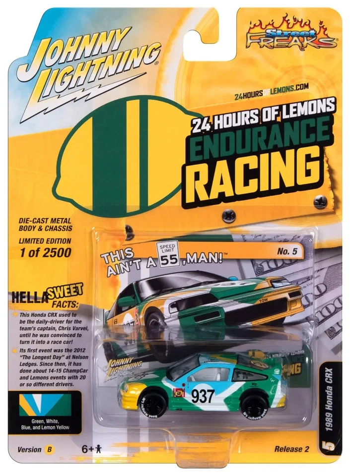 JLSP363B5 Johnny Lightning 1989 Honda CRX (24 Hrs of Lemons) Green, White, Blue - Image 1 of 1