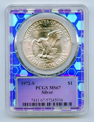 1972-S Eisenhower Silver Dollar $1 PCGS MS67 - Trader Bea - Image 1 of 2