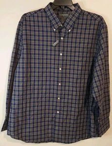 Saddlebred Wrinkle Free Shirt Men XXL Blue & Green Plaid Long Sleeve Button NWOT - Picture 1 of 11