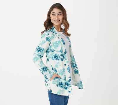 Denim & Co. Cárdigan Jersey Estampado Frente Abierto con Bolsillos A392164 Foto 1 de 4