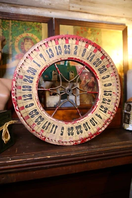 Antique Roulette Gambling Carnival Wheel Wood Casino Game Vintage Circus old - Image 1 of 4