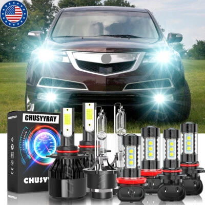 For Acura MDX 2007-2012 2013 Front LED HID Headlights Hi/Lo DRL Fog Light Bulbs - Image 1 of 4