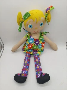 Vestido de margarita coleta pelo rubio tela 24 pulgadas ojos azules almohada dolly cosido - Imagen 1 de 7