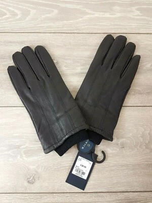 House of Fraser Howick Sheep Real Leather Cuff Gloves Men's Warm Winter Black
