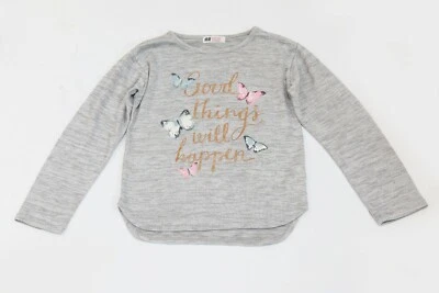 Suéter gris claro tejido H&M para niña talla 8-10Y  Foto 1 de 3