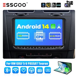 9" Carplay Autoradio Android 14 4+64G GPS RDS Cam Für VW GOLF 5 6 Passat Tiguan - Bild 1 von 14