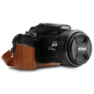 MegaGear Nikon Coolpix P1000 Ever Ready Leather Camera Half Case and Strap - Picture 1 of 15