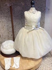 American Girl Doll Tulle Gala Party Dress Outfit Gown .Gloves And Hat - Picture 1 of 5