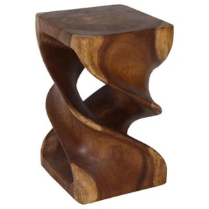 Haussmann® Wood Double Twist Side Table 14 in SQ x 23 in H Walnut Oil - Picture 1 of 9