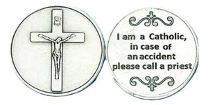 I Am Catholic Pocket Token Call Priest Crucifix Protection Coin - Picture 1 of 2
