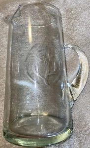 Hand-blown Cocktail Pitcher Rose Etched Clear Glass 8-3/4" Tall - Bild 1 von 12