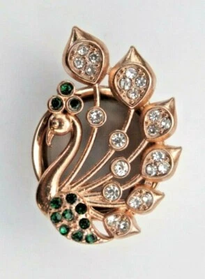 1 Peacock Rose Gold Gem Feathers Bird Earing Internally Threaded Ear Plug Tunnel - Image 1 of 4