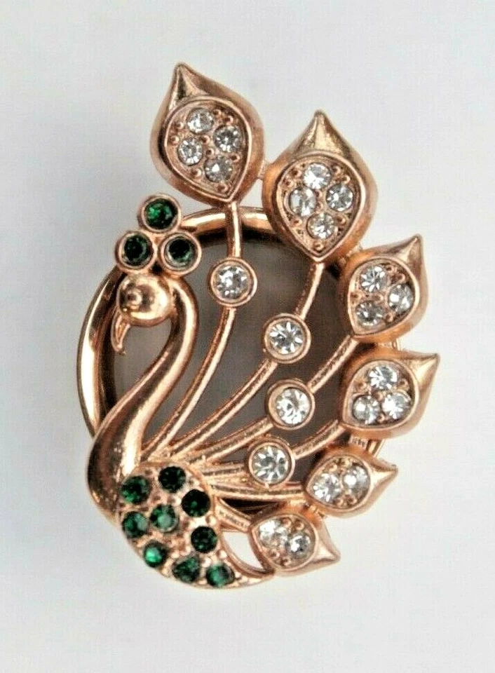 1 Pavo Real Oro Rosa Gema Plumas Pájaro Oreja Roscado Internamente Tapón Túnel Foto 1 de 4