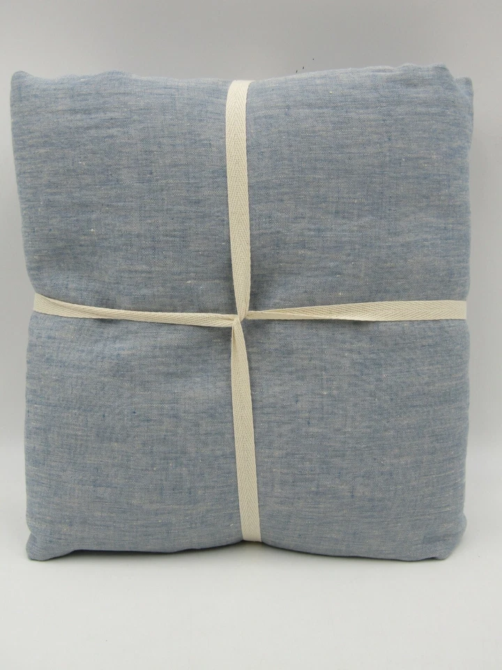 Pottery Barn Belgian Flax Linen King Duvet Cover 2 Stnd Shams Chambray S/3 #l176