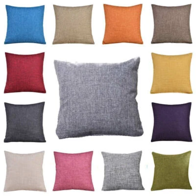40cm 45cm 50cm 55cm Large Plain Linen Cushion Cover Throw Pillow Case Sofa Decor - Image 1 of 4