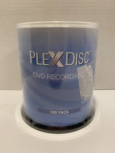 100 PlexDisc 16X 4.7GB DVD+R White Inkjet Hub Printable Disc Cake Box 63C-215-BX - Afbeelding 1 van 11