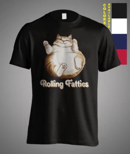 Maglietta unisex Rolling Fatties gatto gattino meme sarcasmo satira divertente regalo - Foto 1 di 6