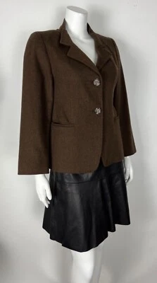 Chaqueta Blazer Max Mara Mujer Lana/Angora EE. UU. 12 Bolsillos Forrados Marrón Foto 1 de 4