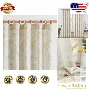 Vintage-Inspired Mustard Yellow Floral Curtains 84'' - Machine Washable Set of 2 - Picture 1 of 12