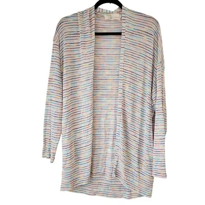 Винтажный Гавана открытый передний кардиган свитер свободного трикотажа белый цветной M - Изображение 1 из 4