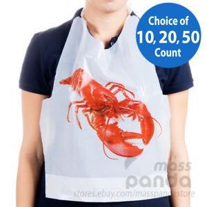 Royal Disposable Adult Size Poly Lobster Bibs with tie, Lightweight High Quality