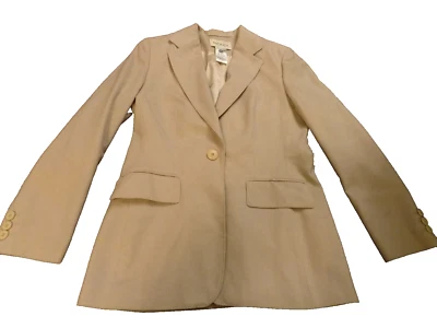 Blazer de lana Mondi de colección para mujer talla 8 38 beige suave 1 botón forrado bolsillos clásico Foto 1 de 4
