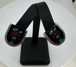 Pendientes con incrustaciones de varias piedras firmados por Jim Harrison 925 - Imagen 1 de 4