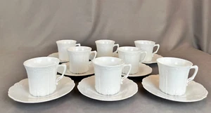 8 Tirschenreuth BARONESSE WHITE 3" Flat Cup & Saucer Sets: MINT - Picture 1 of 13