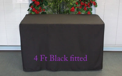 Trestle Table cover tablecloth Fitted Black fit 4 foot Table wedding reception - image 1 of 4