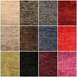 Crushed Chenille Fabric Plain Designer Luxury Soft Solid Heavy Weight Upholstery - Picture 1 of 98