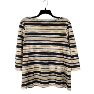 Bedford Fair Top Womens XL 2XL Brown Multi Cotton Blend Round Neck Neutral - Bild 1 von 8