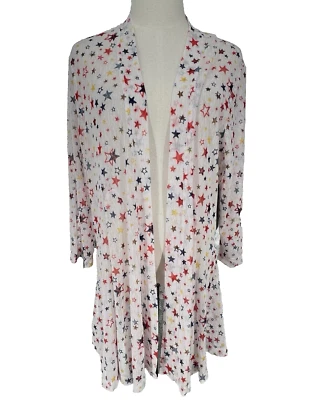 Cárdigan Ali Miles Para Mujer XL Estrellas y Rayas Ligero Top Malla NUEVO Foto 1 de 4