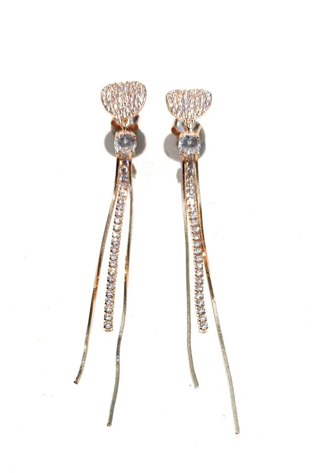 Orecchini  pendenti tipo tennis e multifilo argento sterling  rosé - Immagine 1 di 3