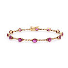 Oval Shaped Ruby And Diamond Ladies Bracelet 18K Yellow Gold