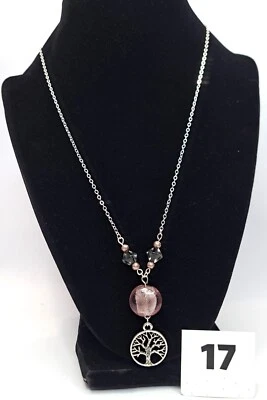 Collar TREE OF LIFE Rosa y Negro Cuentas 21" - #17 Foto 1 de 3