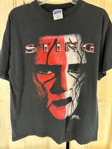 Vtg WCW NWO Wrestling 1998 Men's L Black T-shirt Big Face Sting Tultex Hang Tag - Picture 1 of 15