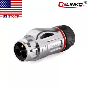 CNLINKO 3 Pin 25A Power Connector Male Plug, Outdoor Waterproof IP67 Metal - Picture 1 of 3