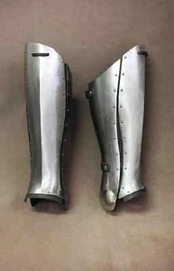 Armor 18ga Steel Leg Protection Cosplay Medieval Pair Of Leg Greaves Knight LER - Picture 1 of 4