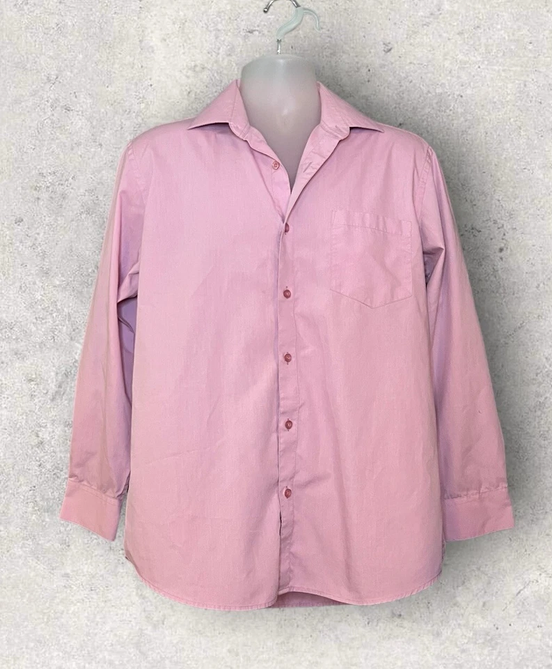 Camisa de vestir Adolfo rosa abotonada para hombre talla 15 15 1/2 Foto 1 de 4